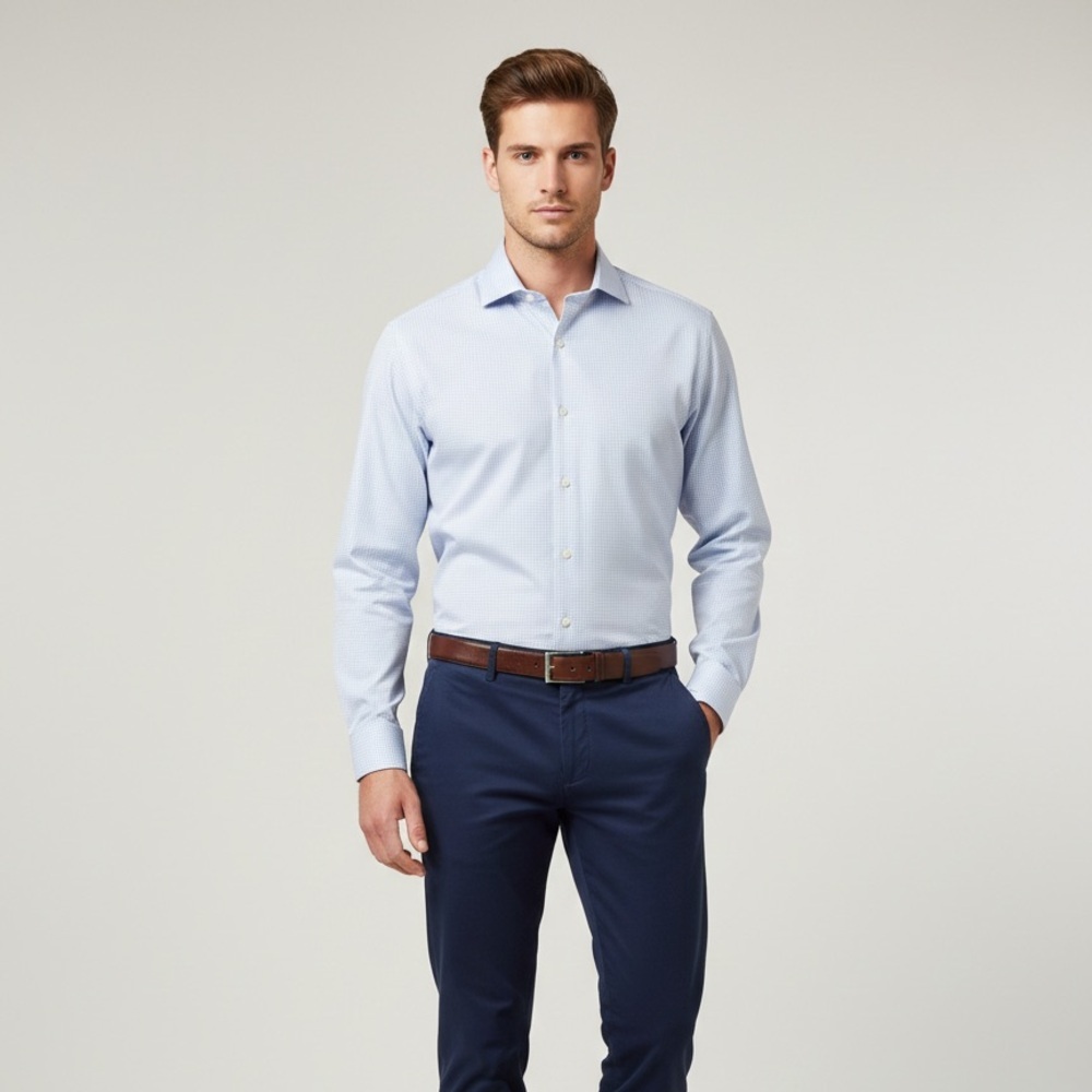 Tommy Hilfiger Mens Button Down Shirt Light Blue 15.5